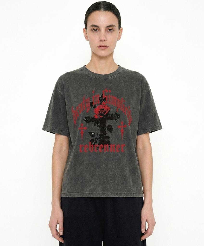 REBRENNER Dtf Simply Pigment Short Sleeve T-Shirt Charcoal