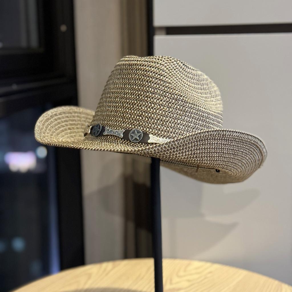 New Retro American Western Denim Wide-brimmed Straw Hat Women's Summer Sun Protection Visor Ethnic Style Travel Fashion