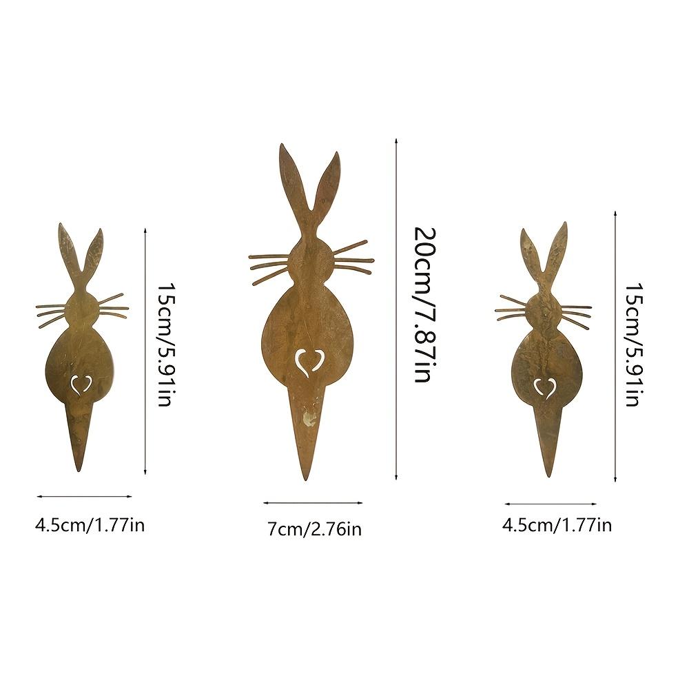 

3pcs Rustic Metal Bunny Garden Stakes, Vintage Rusty Rabbit Yard Art Decor, Outdoor & Indoor Easter Bunny Ornaments