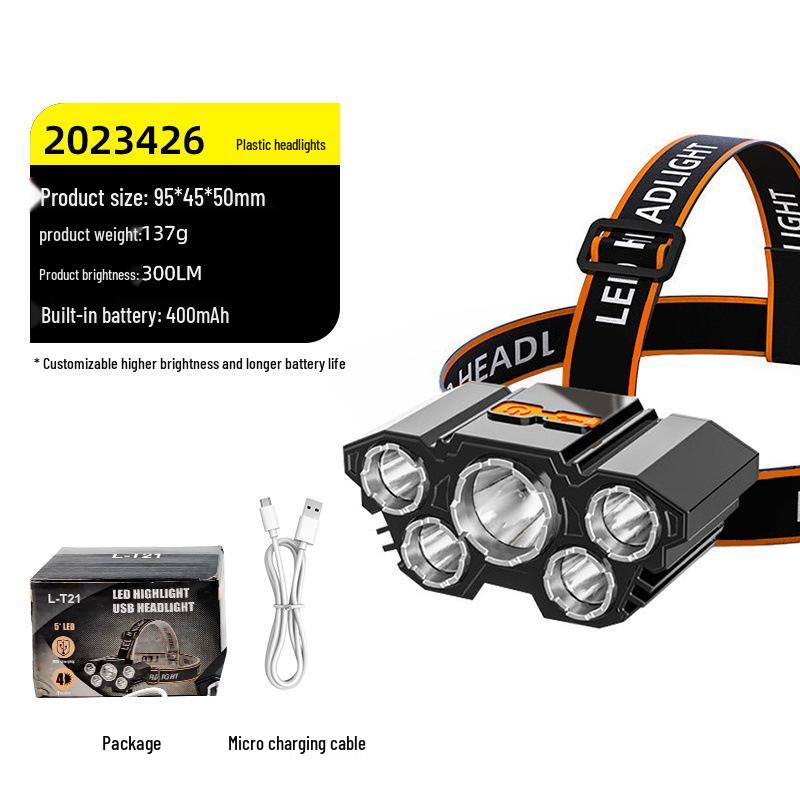 Dual-Light LED Laser Cannon Rechargeable Headlamp - Super Bright, Long Battery Life, Ideal for Night Fishing