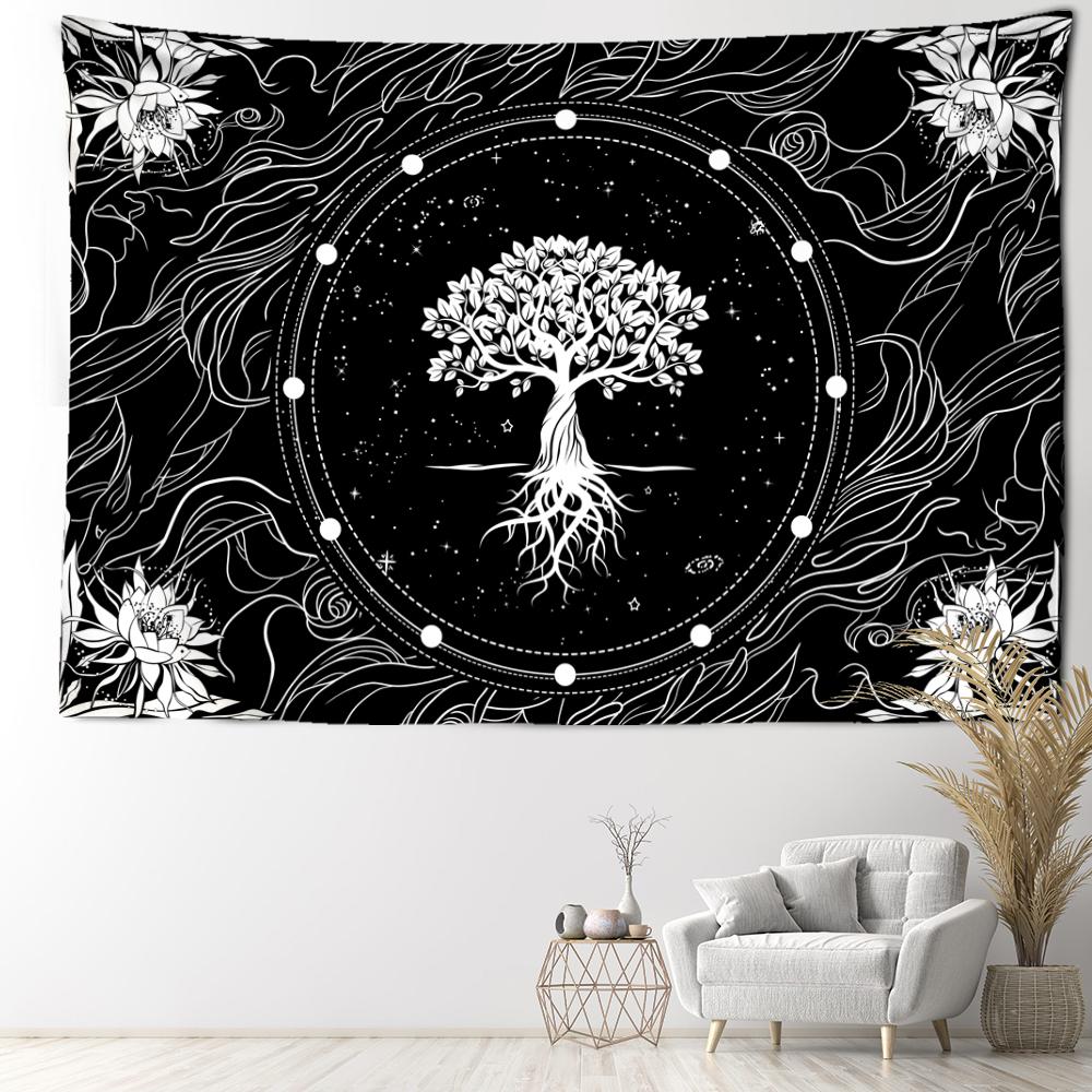 Colorful Petal Life Tree Tapestry Wall Hanging Psychedelic Witchcraft Hippie Tapiz Bohemian Living Room Bedroom Home Decor