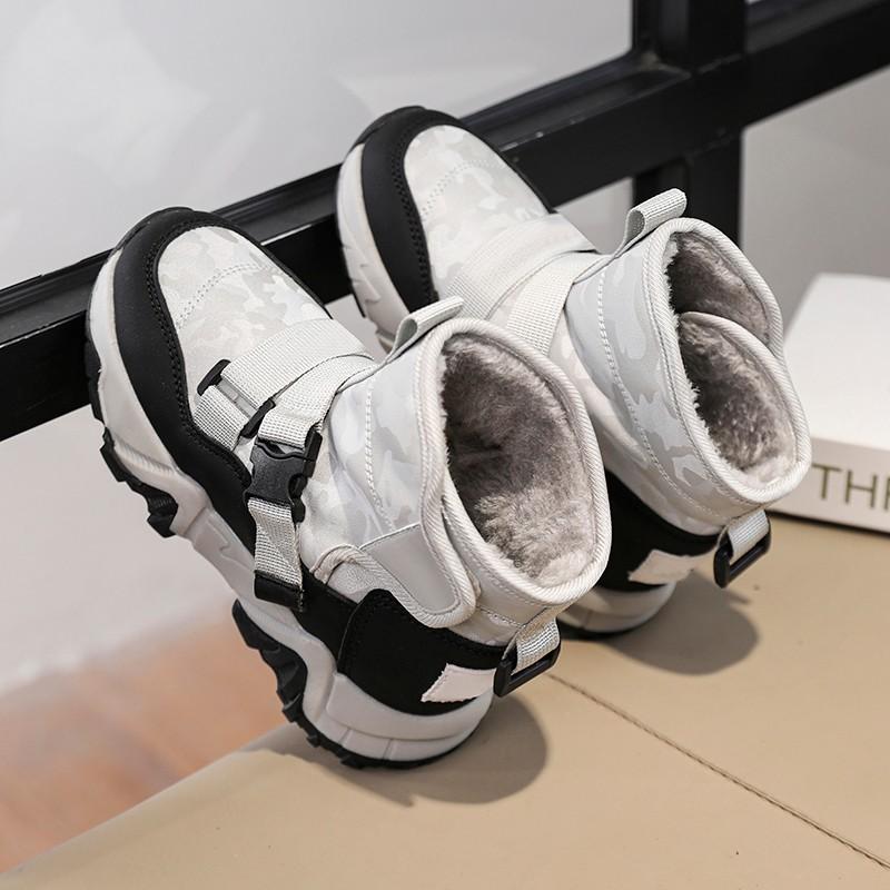 28-38 Children's Winter Plus Plush Warm Snow Boots Cotton Boots Fashionable Waterproof Sports Shoes