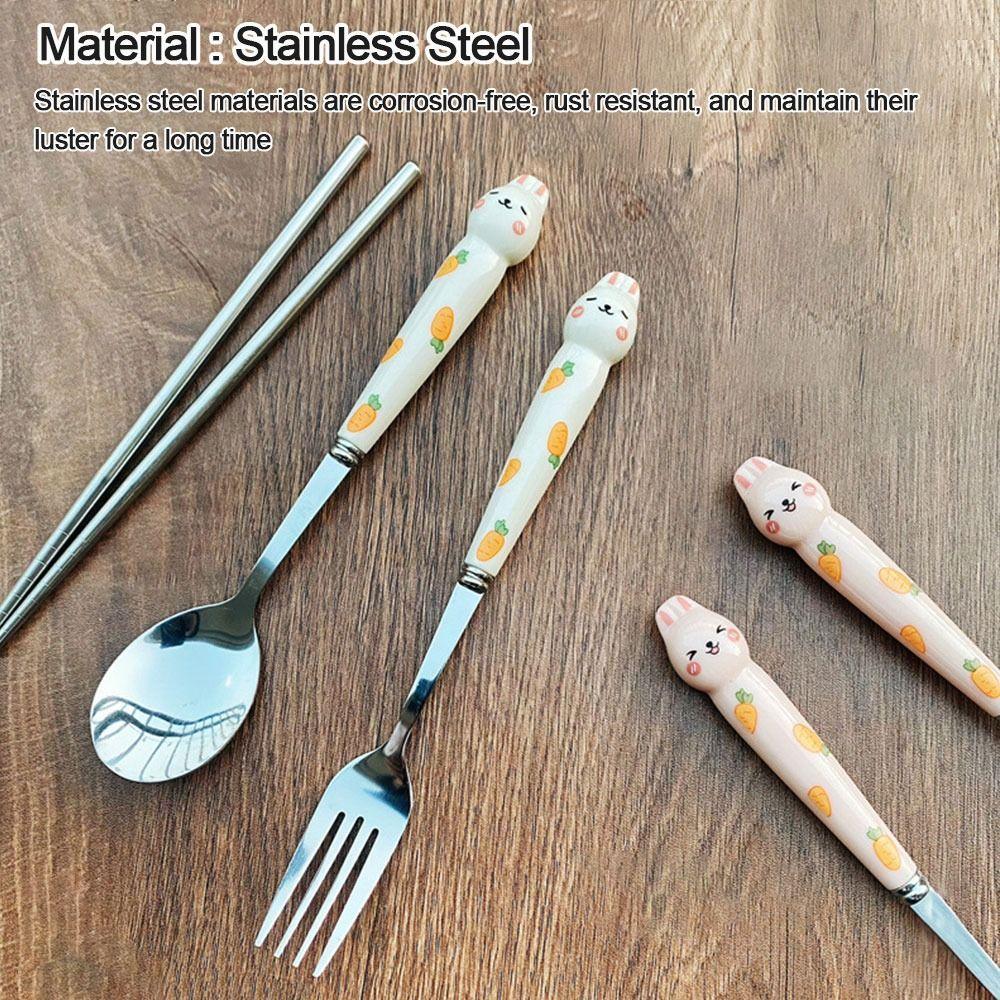 With Storage Box Picnic Stainless Steel Cutlery Set Camping Travel Sets Tableware Dinnerware Set