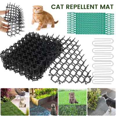 12 Piezas Esterilla Disuasoria Anti Gatos con Pinchos Red de Perro Anti Gatos 15.5CM*20CM Esterilla Disuasoria Repelente con Pinchos Portátil Anti-Gato Perro Exterior