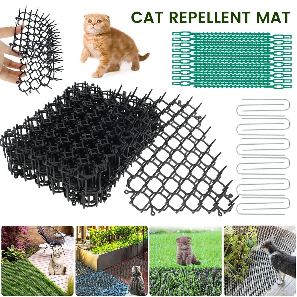 12Pcs Cat Deterrent Scat Spike Mat Anti Cats Dog Network 15.5CM*20CM Repellent Deterrent Mat Spike Portable Anti-Cat Dog Outdoor