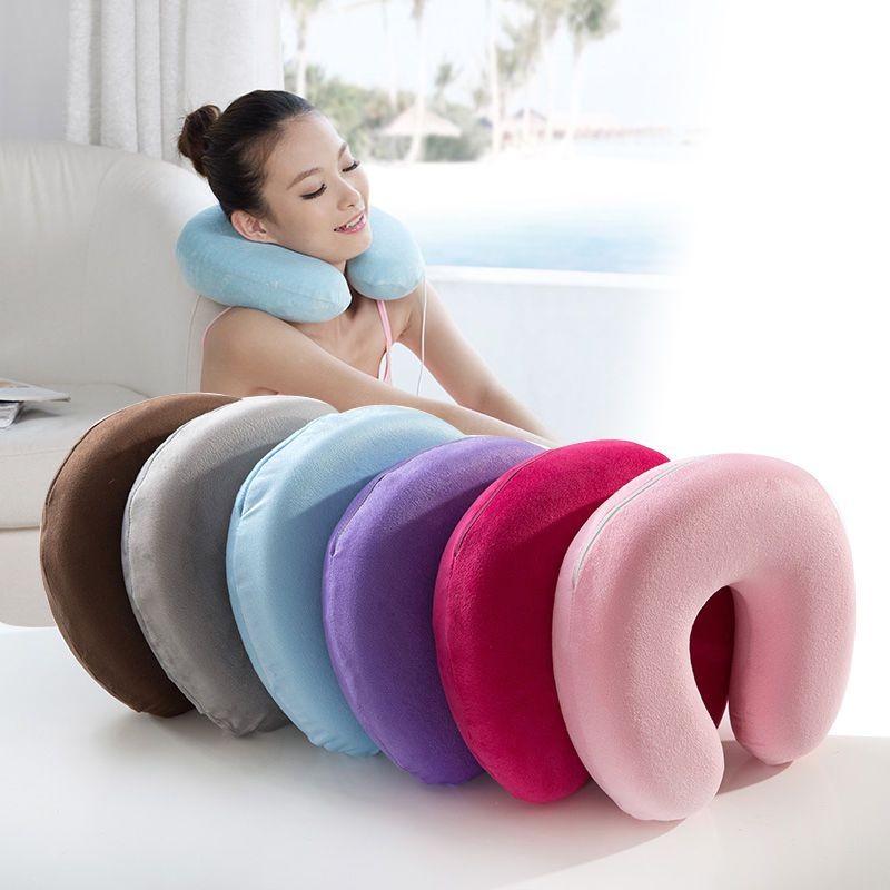 Luxurious Memory Foam U-shaped Travel Pillow With Plush Crystal Velvet Cover