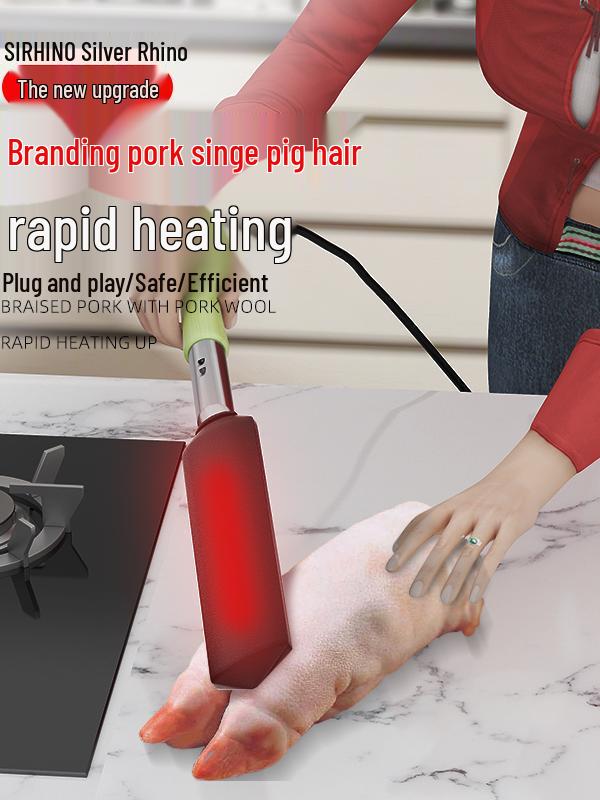 

Household Electric Depilatory Branding Iron for Pig Hair Removal 800W Fast Heat Wood Handle + Stand
