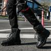 High-top Large Size 47 Boots Zipper Design Men's Sneakers Combat Boots Men's Shoes Space Leather Fabric Desert Boots Men's Shoes