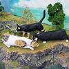 Exquisite Plastic Cat Model Figurine Short Hair And Persian Cat Home Display