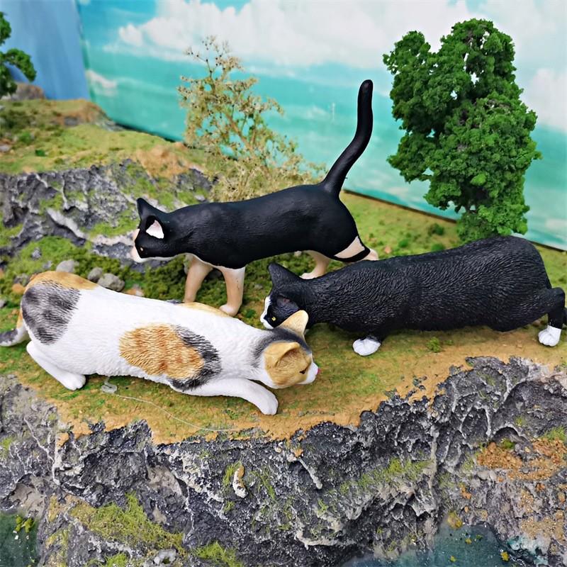 Exquisite Plastic Cat Model Figurine Short Hair And Persian Cat Home Display