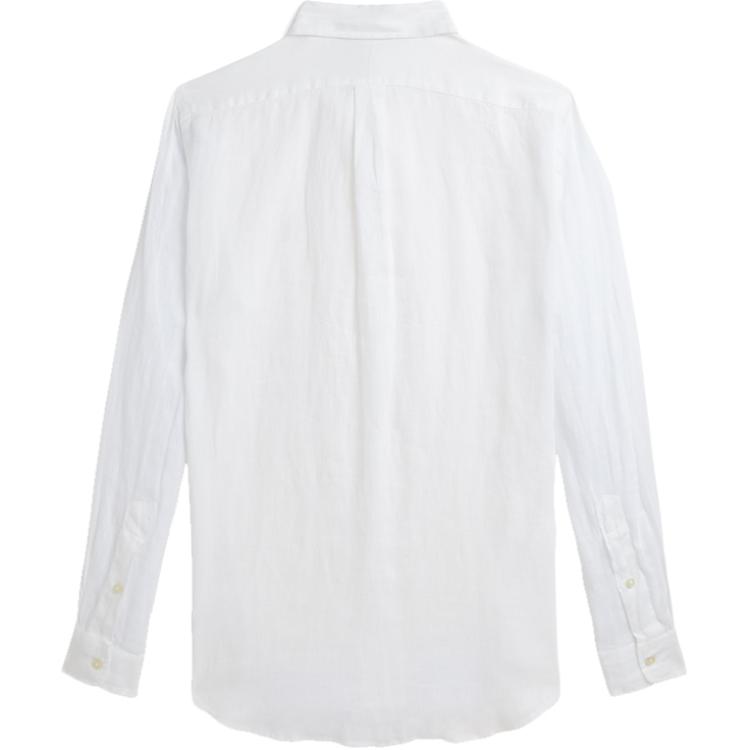 Polo Ralph Lauren FW24 Logo Embroidered Print Solid Color Linen Long Sleeve Shirt Men Shirts White MNPOWOV16824146-100