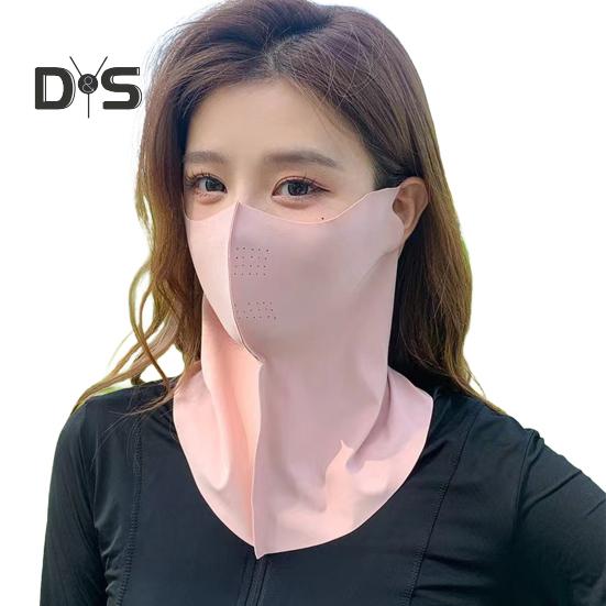 

Летняя защитная маска для лица из влагоотводящей ткани с дышащим эластичным шейным воротником, защита от солнца, защитная маска для лица из ледяного шелка розовый