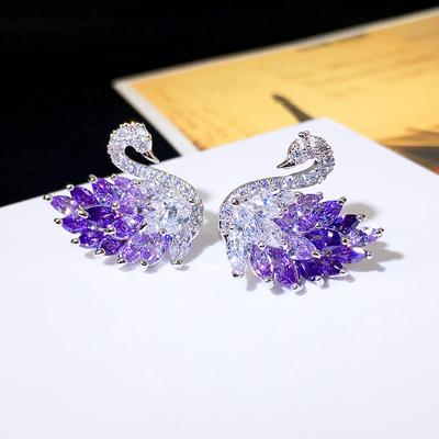 Simpatici orecchini a forma di cigno color argento per orecchini da studentessa per il regalo di compleanno dei migliori amici