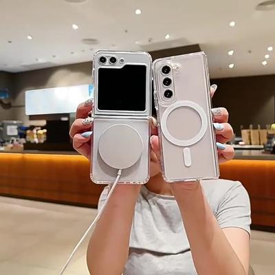 For Samsung ZFLIP6 Folding Magnetic Transparent Phone Case Zflod7 Acrylic Magsafe Anti Fall All Inclusive