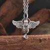 Hot Silvery Geometric Angel Cat Pendant Necklace Unisex Unique Trendy Retro Versatile New Gothic Jewelry Gift