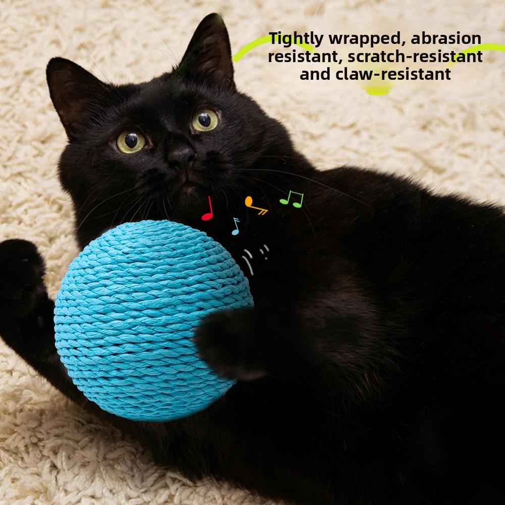 Oversized Sisal Woven Cat Toy Ball with Multi-color Options for Indoor Cats Molar Tossing Self Play