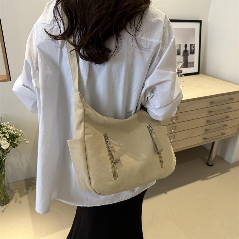 Trendy Retro Japanese Canvas Crossbody Bag Elegant Black Beige And Khaki Colors For Everyday Use