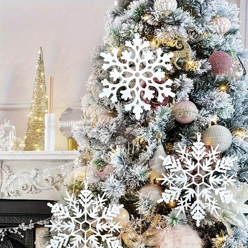 12pcs Large White Snowflake Ornaments -Durable Plastic for Christmas Tree and Winter Wonderland Decorations,Christmas Ornaments