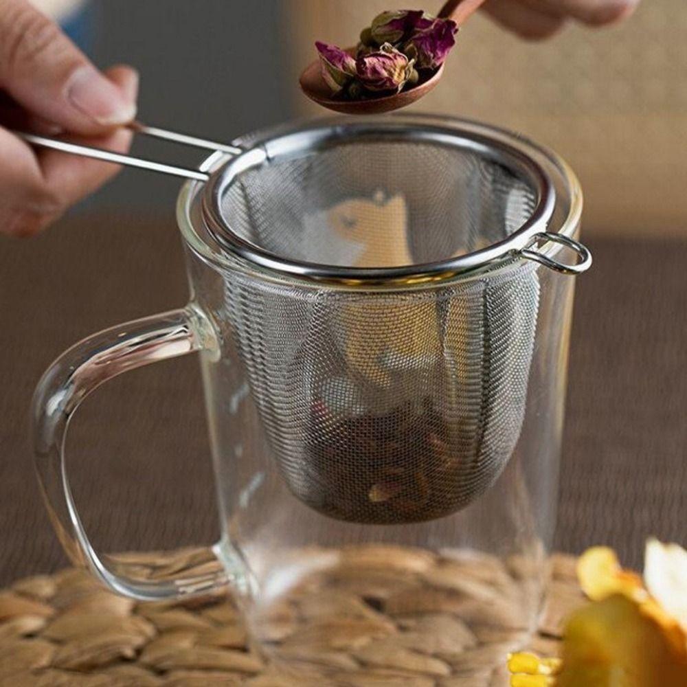 Single Ear Shape Stainless Steel Tea Strainer Anti-Scald Fine Mesh Colander  Flour Filter