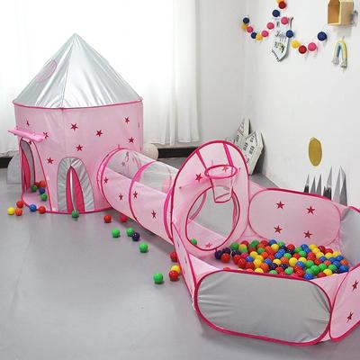 Children's 3 In 1 Tent Spaceship Tent Space Yurt Tent Game Pink House Rocket Ship Play Tent Ball Pool for Girl