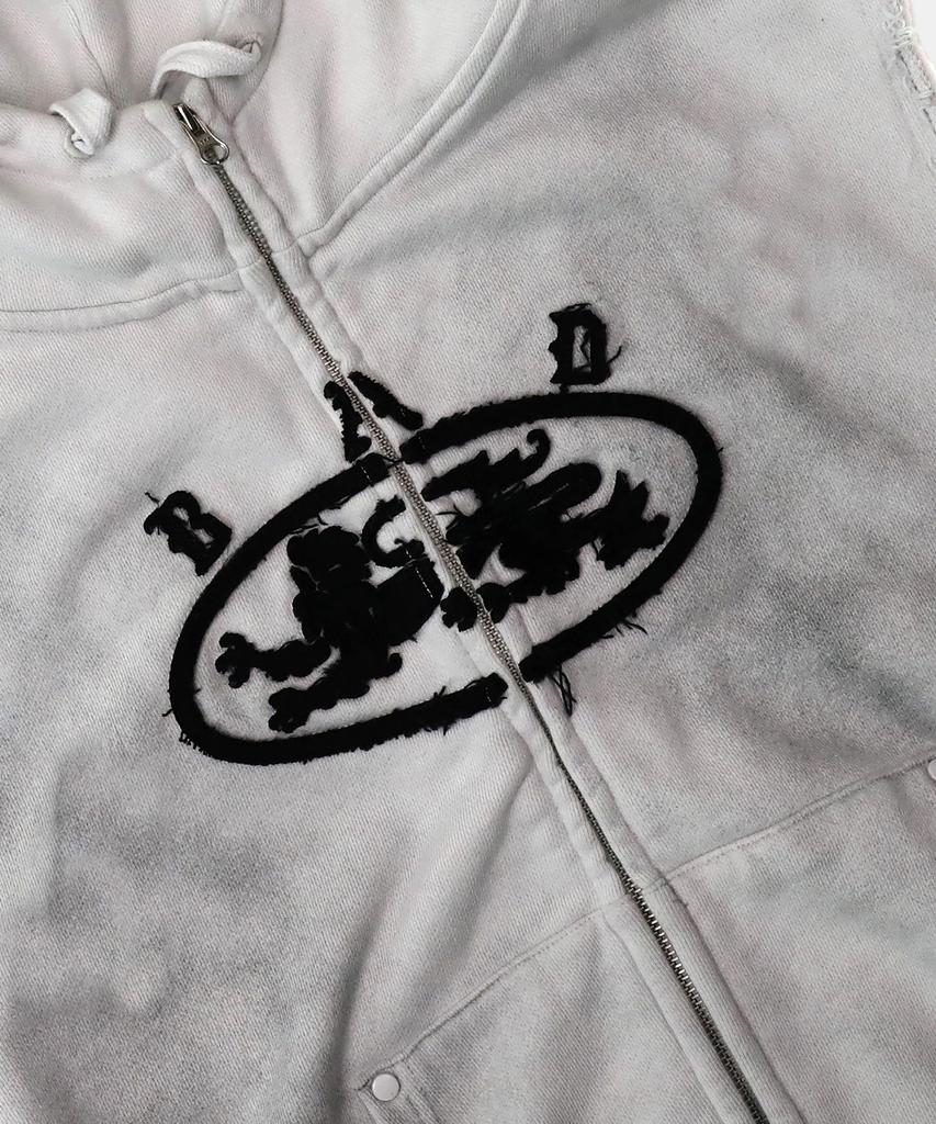 Badblood Mystic Patch Sleeveless Zip-Up Hoodie - Washed White