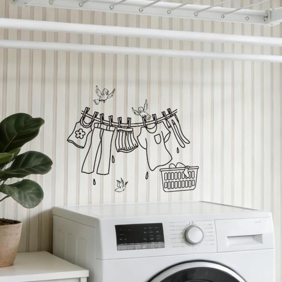 Laundry Room Wall Decals Funny Quotes PVC Wall Stickers Removable Peel And Stick DIY Wall Art Sign for Laundry Room Laundromat Decor