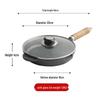 ZISIZ Wooden Handle Cast Iron Frying Pan