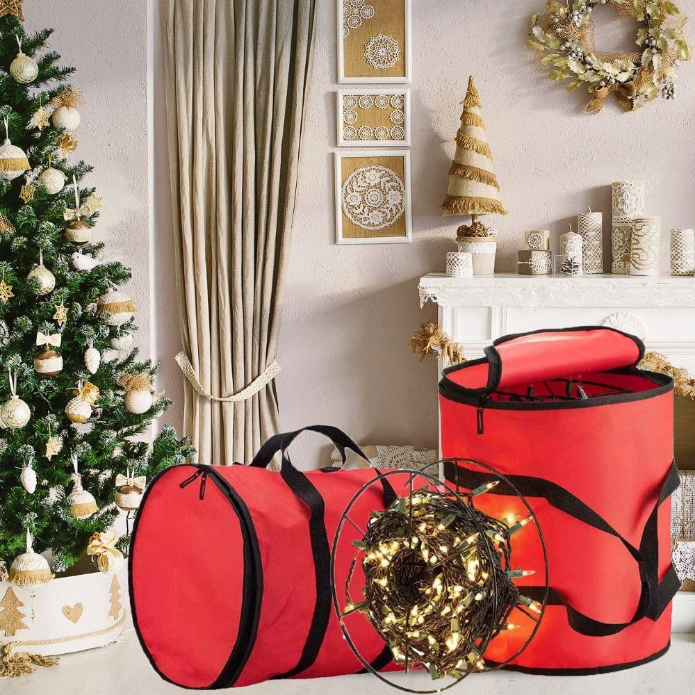 Round Christmas String Lights Storage Bag Red Christmas Light Bag Christmas Storage Bag  Festive