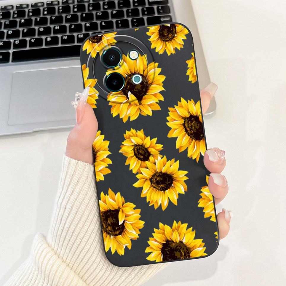 For Vivo Y38 Y58 T3x Y200i Y200t Back Cover Flower Butterfly Women Girly Fashion Phone Case For Vivo V2355 V2388 Liquid Silicone