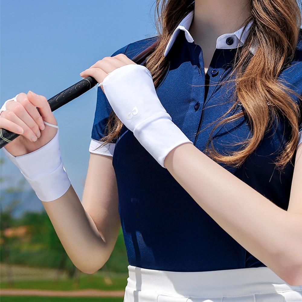 Thin Half Finger Golf Gloves Elastic Ice Silk Mittens Sports Sunscreen Gloves  Outdoor