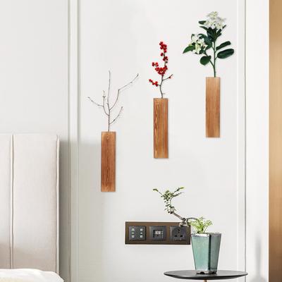 Wandpflanzer aus Holz, Bauernhaus-Wandvase, rustikale Wanddekoration, Pflanzenhalter für Grünpflanzen, Eukalyptusstängel, Blumen