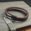 Men's Leather Bracelet with Double Tone Magnetic Buckle, High-quality Woven Bracelet Customized Handmade Accessories Wholesale
