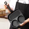 Iron Divided Egg Frying Pan Non-Stick 3/4 Section Grill Pan for Home Kitchen Breakfast Steak Cooking