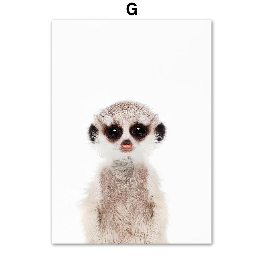 Elefant, Leu, Urs, Girafa, Panda, Tigru, Raton, Imprimare artistica de perete, pictura pe panza, Poster cu pui pentru copii, baieti, fete, decor camera copiilor