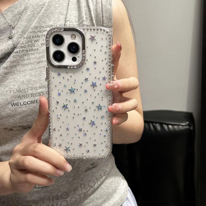 Luksuriøst Diamantstjerne Glitter Telefondeksel For iPhone 15 11 12 13 14 16 Pro Max 16 Plus Bling Gjennomsiktig Støtsikkert Mykt TPU-deksel