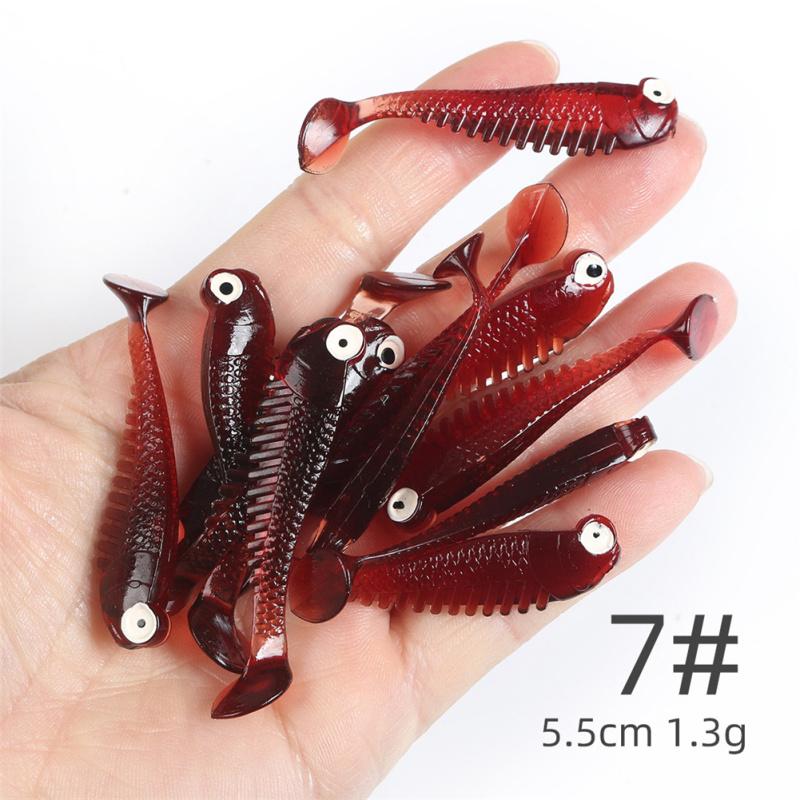 10pcs/pack Silicone Fishing  Bait Fishing Lure Set 5.5cm1.5g T-tail Soft Bait