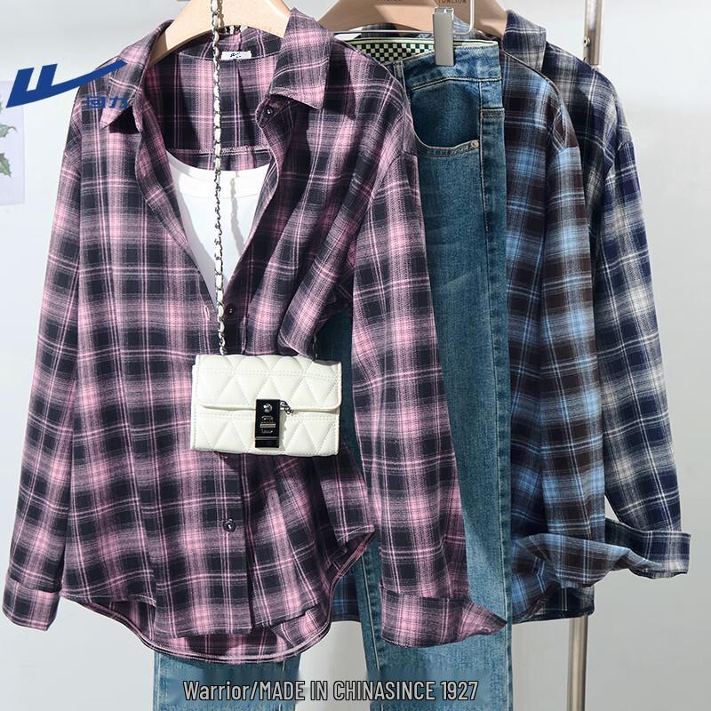 Huili Women's Plaid Long-Sleeve Shirt Jacket