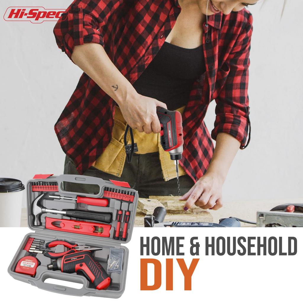 Tool Set with Electric Screwdriver and Drill Basic Tool Set for Lightweight USB Rechargeable Household Tool Set for Furniture and Home Maintenance