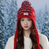 Weave Knitted Beanies Caps Jacquard Women Wool Cap Cute Ear Protection Cap  Women
