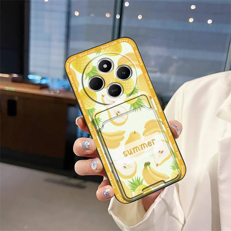 Fashion Design Back Cover Phone Case For Redmi A4 5G Cartoon Card Bag Cover Waterproof Dirt-resistant Silicone TPU Cute