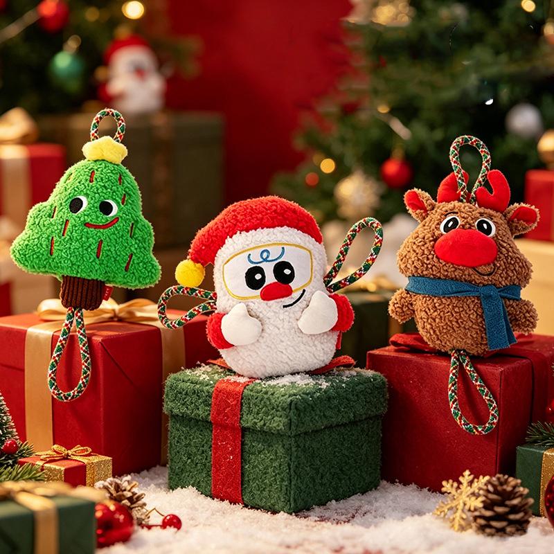 Christmas Dog Toys Are Fun To Relieve Boredom Grind Teeth Tie Knots Make Noise Resist Biting Interact and Pull Pet Toys