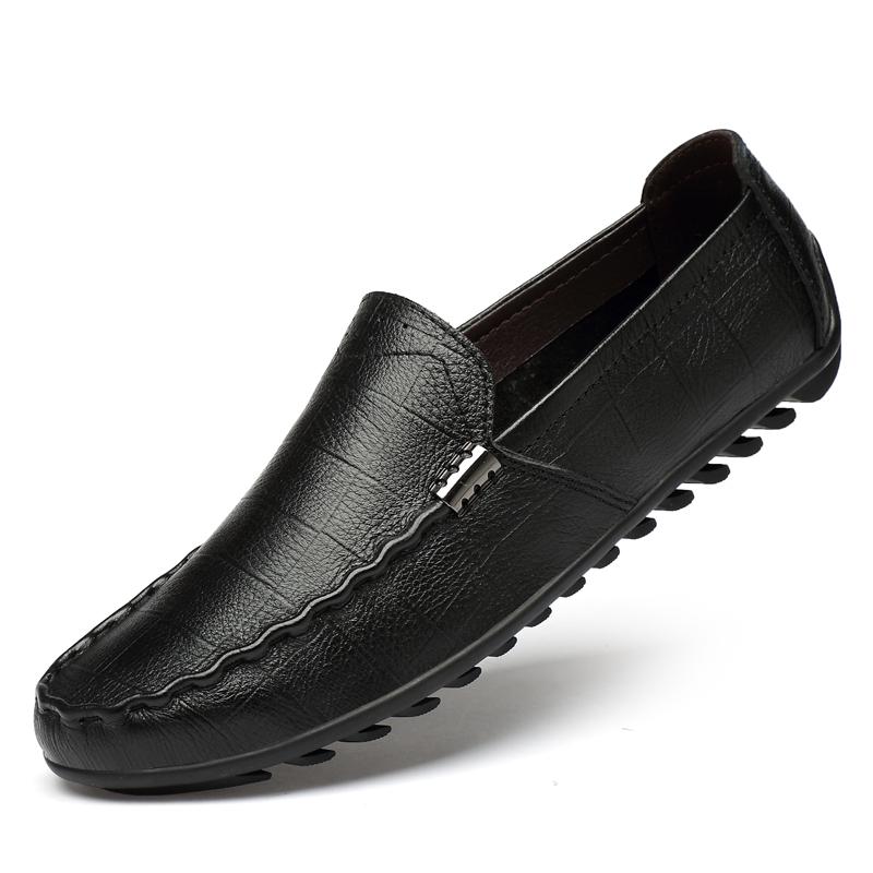 Luxurious Men Shoes New Men's Genuine Leather Flat Shoes Breathable Casual Shoes Office Loafers Fashion Peas Shoes Driving Shoes