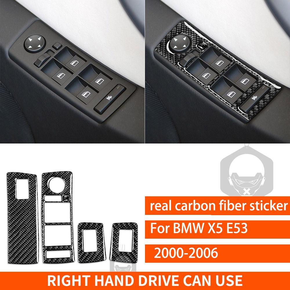 For BMW X5 E53 2000-2006 Center Dashboard Full Set Kit Trim Cover Tuning Real Carbon Fiber Sticker Car Interior Accessories