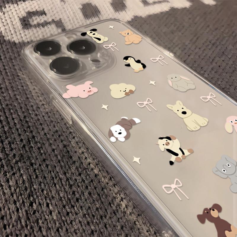 Cute Animal Graphic Phone Case For iPhone 17 16 15 11 12 14 13 Pro Max Mini X XS XR 7 Plus 16E Air Shockproof Soft Cover Fundas