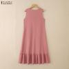 ZANZEA Women Casual Round Neck Summer Sleeveless Dress