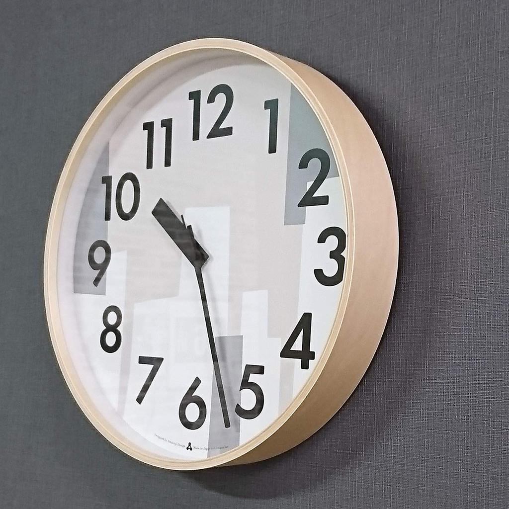 Lemnos Wall Clock, Natural Wood Beige, KASUMI AWA19-11BG, Diameter 35.4cm