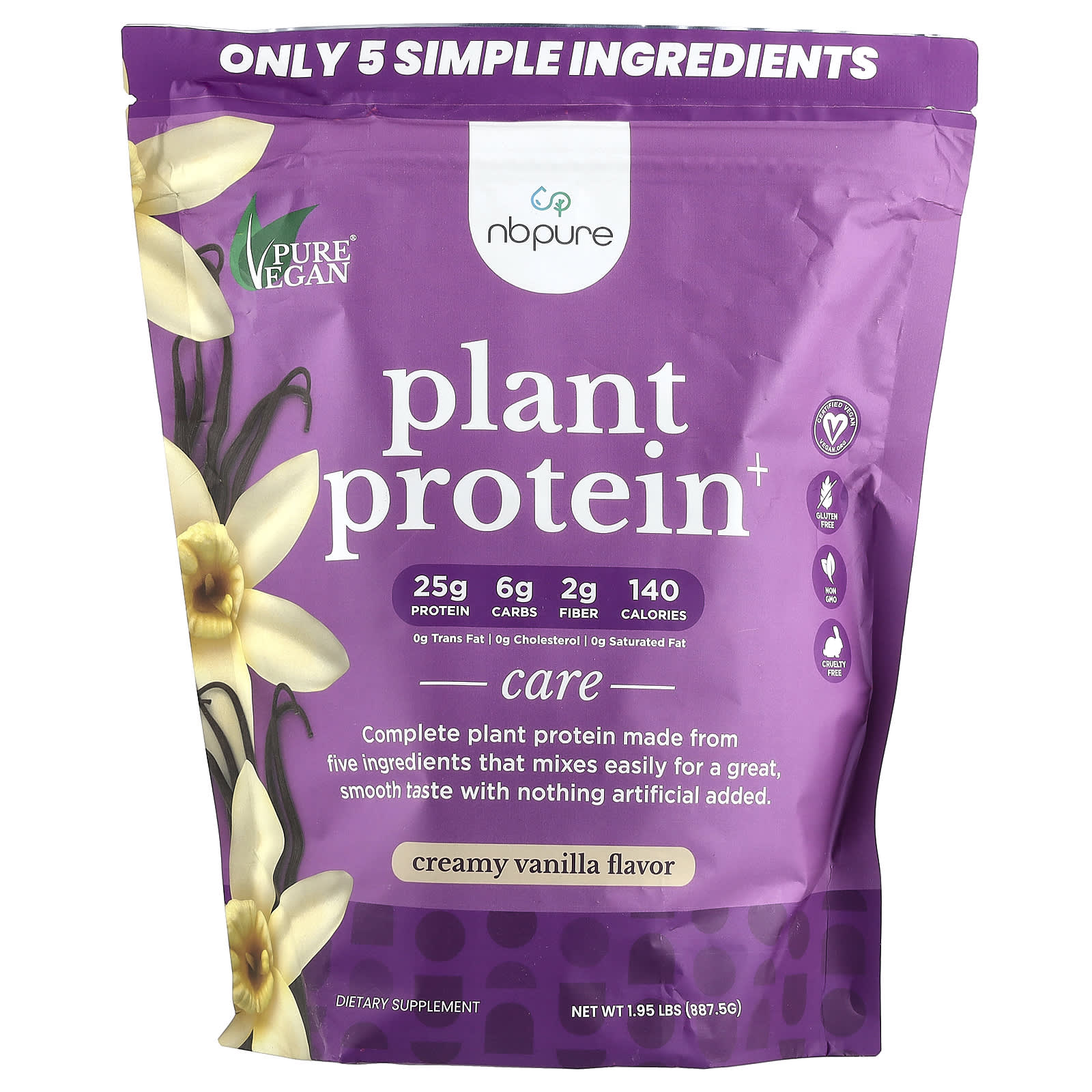 

NB Pure, Plant Protein+, Creamy Vanilla, 1.95 lbs (887.5 g)