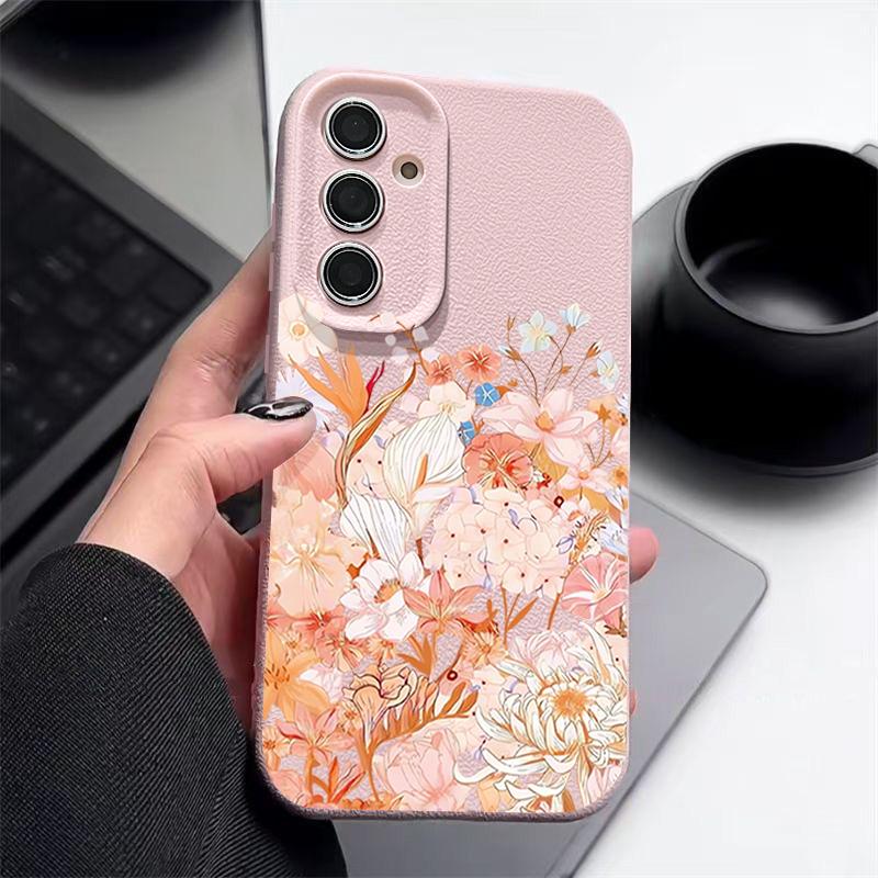 Hydrangea Peony Flower Pattern Case For Samsung Galaxy S26 S25 S24 Ultra S23 S22 S21 FE A54 A15 A35 A55 A16 A26 A36 A56 A17 A37 A57 5G Funda