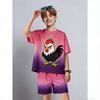 Kids Set Anime Cartoon Chicken Printed Kids T-shirt and Shorts 2 Piece Set Summer Casual Outdoor Boys and Girls Outfit Kids Clothing