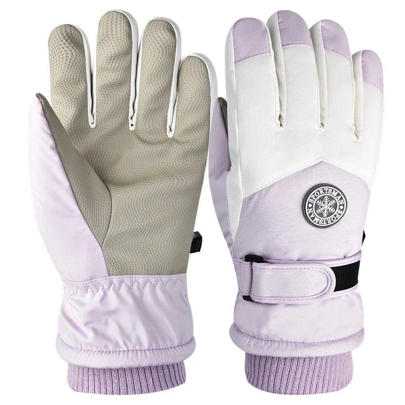 Winter warm cotton gloves with thick velvet for skiing cold protection outdoor cycling windproof antifreeze gloves for couples